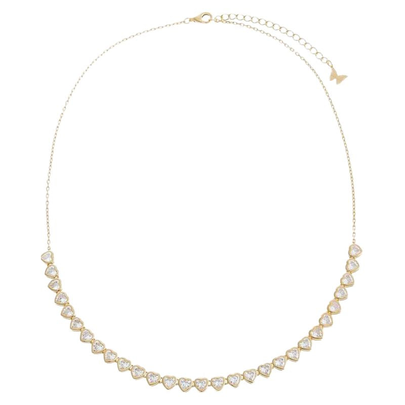 
            
                Load image into Gallery viewer, Pastel Bezel Hearts Tennis Necklace in Gold
            
        