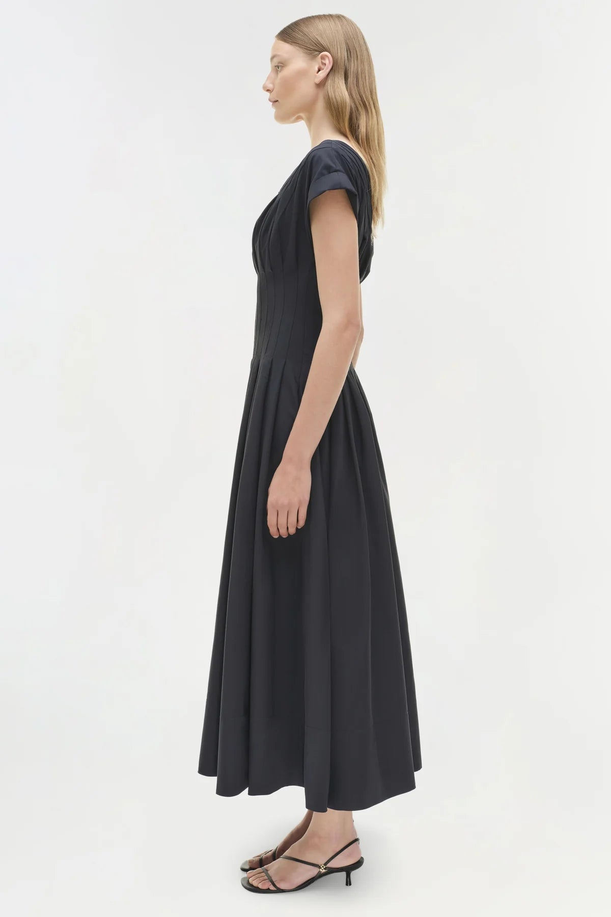 Nina Cotton Midi Dress in Midnight