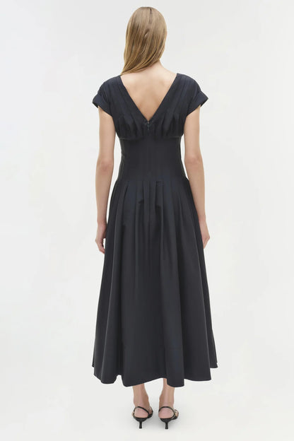 Nina Cotton Midi Dress in Midnight