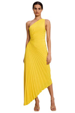 Delfina Matte Pleated Dress in Sunshine Yellow