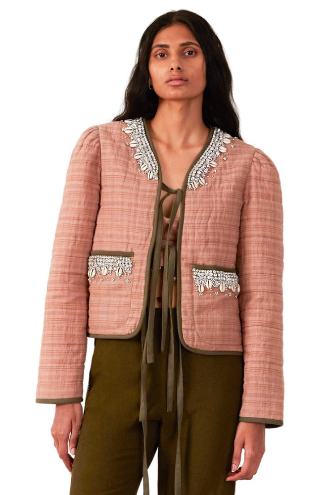 Pasha Shell and Gem Jacket in Jute Pink