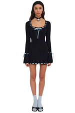 Olina Crochet Mini Dress in Black