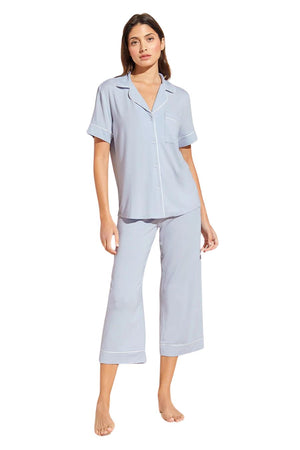Gisele TENCEL™ Modal Short Sleeve Cropped PJ Set in Ice Blue/Ivory