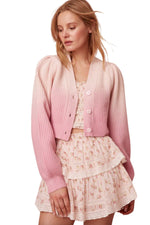 Avignon Dip-Dyed Ombré Crop Cardigan in Strawberry Sunset