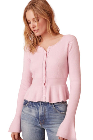 Stonington Peplum Wool Cardigan in Looming Blush