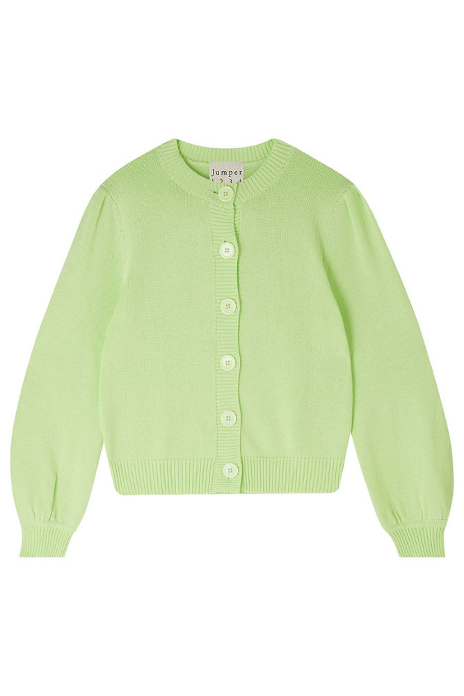 Puff Sleeve Cardigan in Lime