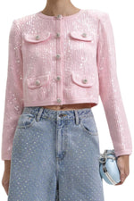 Pink Knit Sequin Cardigan