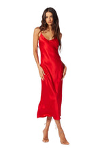 Taylor Silk Midi Slip Dress in Scarlet