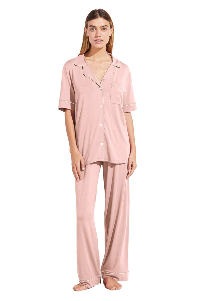 Gisele TENCEL™ Modal Short Sleeve & Pant PJ Set in Petal Pink/Ivory