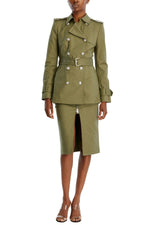 Angelique Dickey Cropped Trench in Stone Army