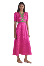 Tabitha Dress in Honeysuckle Pink Embroidery