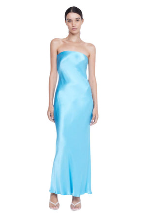 Moon Dance Strapless Dress in Topaz Blue