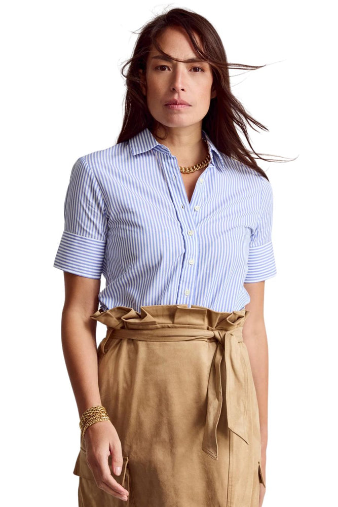 The Short Sleeve Shirt in Blue/White Stripe