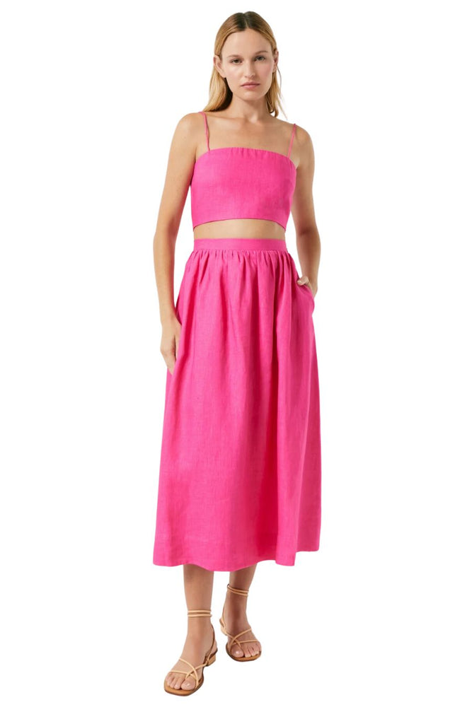 Linen Aaron Skirt in Hot Pink