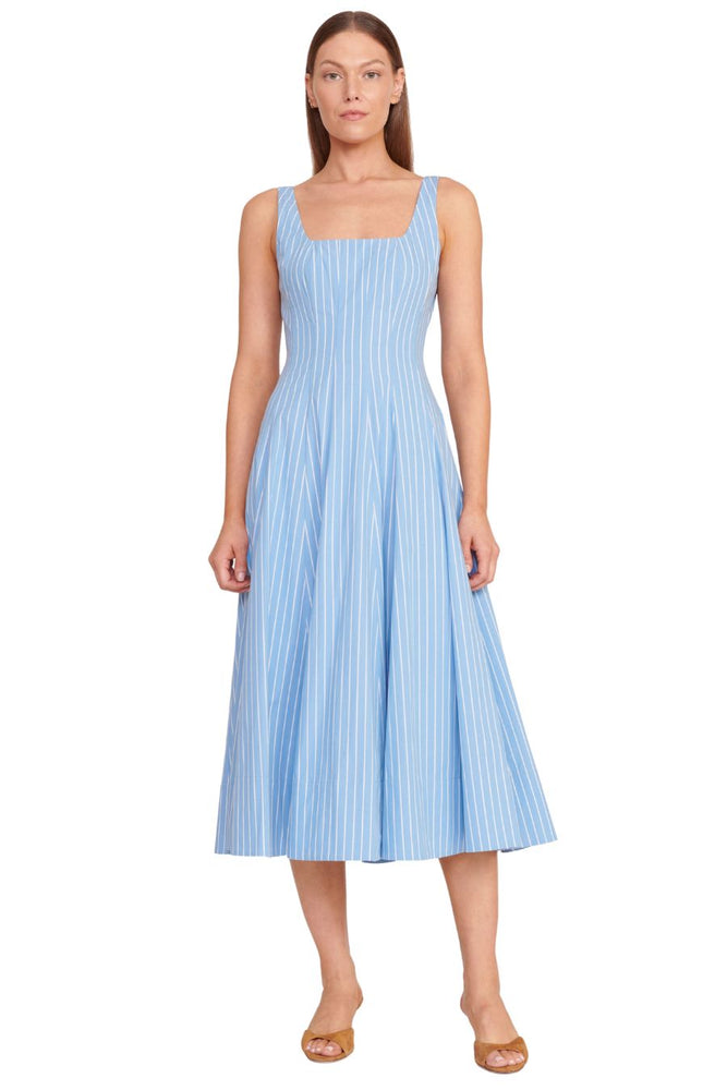 Wells Dress in Azure Pinstripe