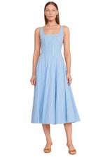 Wells Dress in Azure Pinstripe