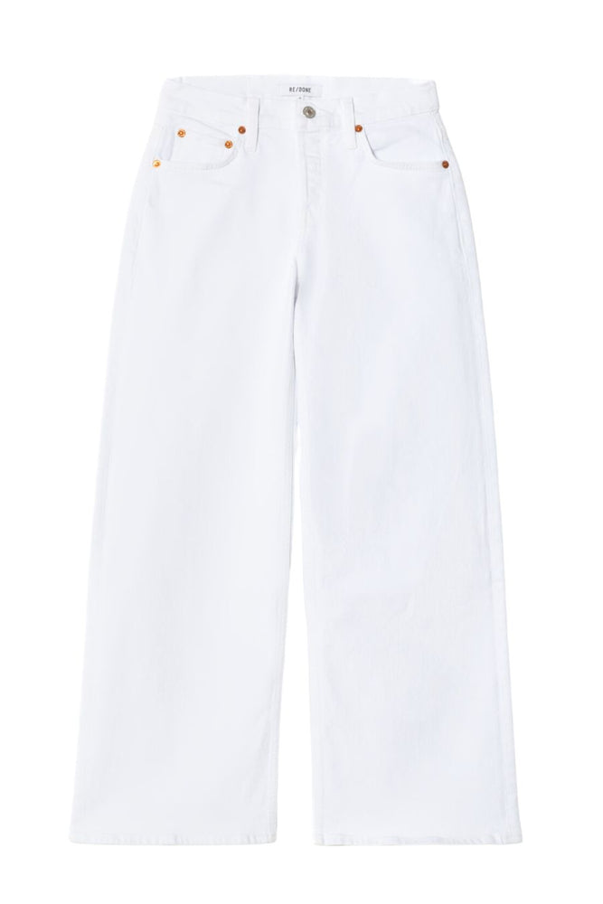 Mid Rise Wide Leg Crop in White