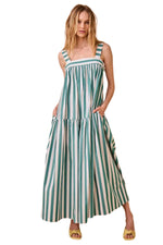 Tula Dress in Emerald Stripe