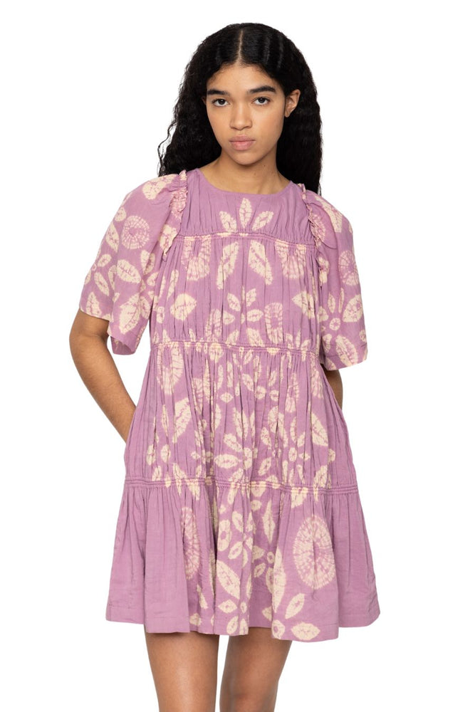 Thea Tie Dye Print Dress in Lilac