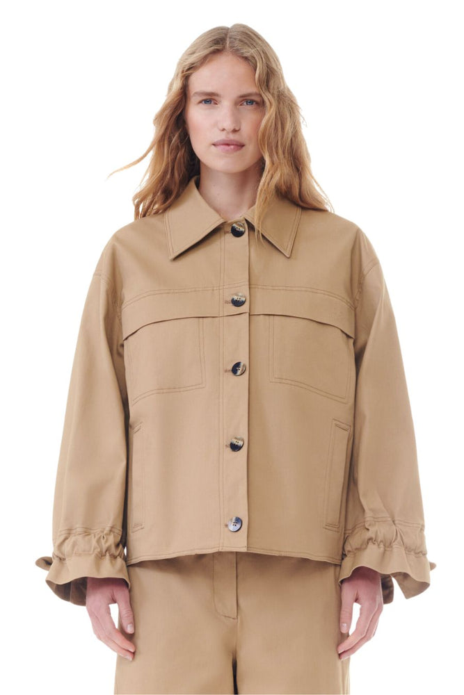Brown Herringbone Canvas Jacket
