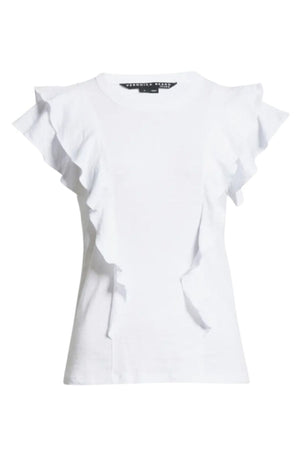 Bea S/S Ruffle Tee in White