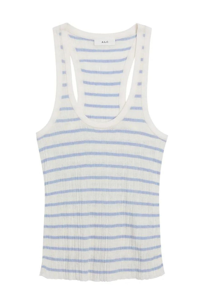 Iris Fine Cotton Knit Tank in Bright White/Rio