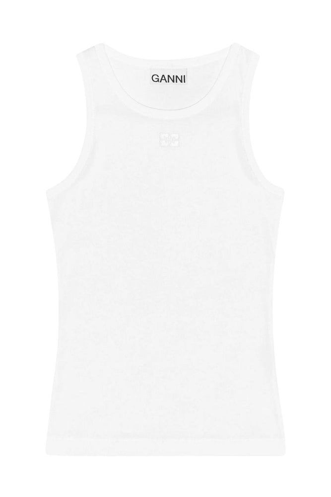 White Soft Cotton Rib Tank Top in Bright White