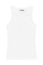 White Soft Cotton Rib Tank Top in Bright White