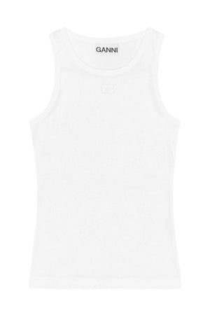 White Soft Cotton Rib Tank Top in Bright White