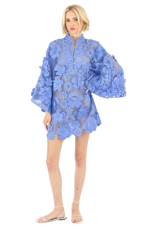 Blue Lilac 60s Lace Mini Caftan