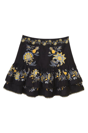 Stitched Garden Mini Skirt in Black