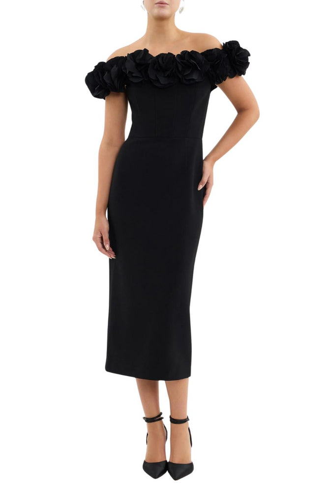 Odetta Midi Dress in Black