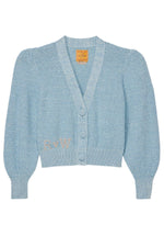 Cropped Cotton Molly V-Neck Cardigan in Water Drop