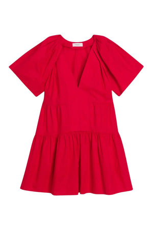 Camila Cotton Mini Dress in Rouge