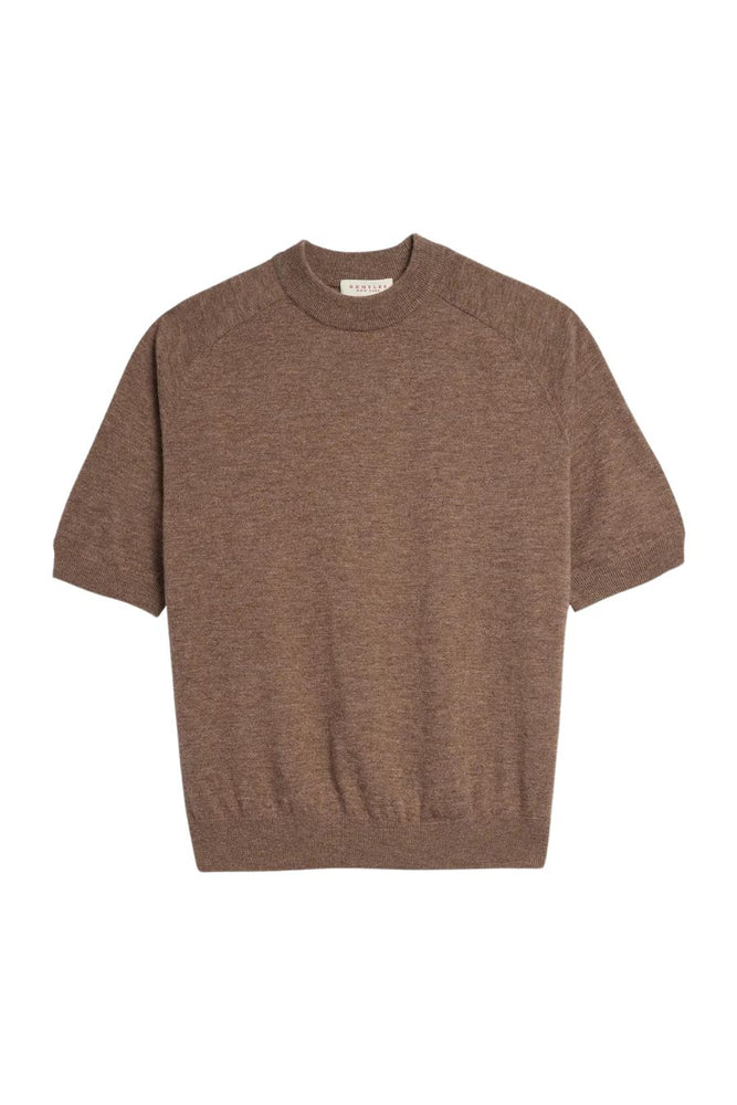 Irelia Merino Wool Top in Heather Brown