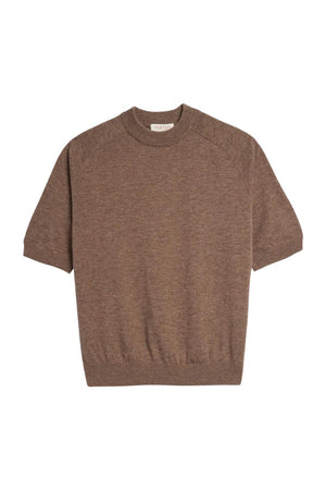 Irelia Merino Wool Top in Heather Brown