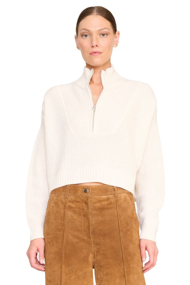 Cashmere Cropped Hampton Sweater in Ivory