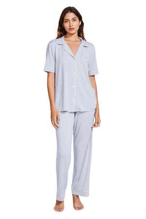 Gisele TENCEL™ Modal Short Sleeve & Pant PJ Set in Ice Blue/Ivory