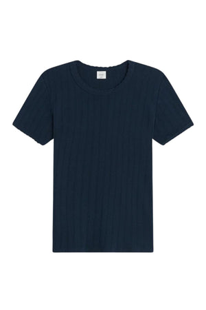 Pointelle Slim Fit Tee in Midnight