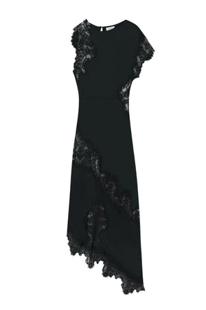 Alessia Satin And Lace Maxi Dress in Black