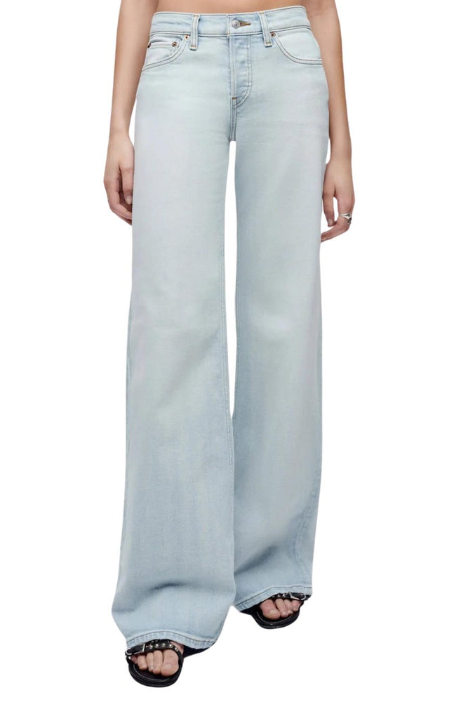 Comfort Stretch Mid Rise Wide Leg in Acqua