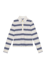 Blue Striped Long Sleeve Polo