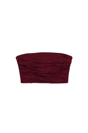 Gisele Ruched Strapless Top in Syrah