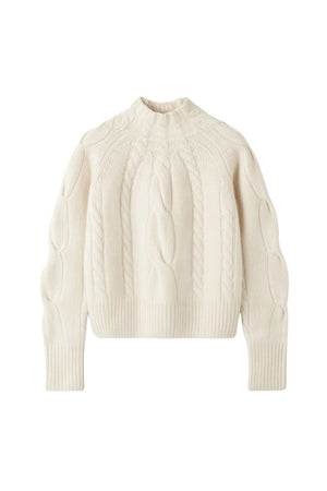 Chunky Cable Turtleneck in Feather White