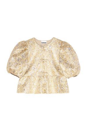 Gold and Silver Peplum Tie String Blouse