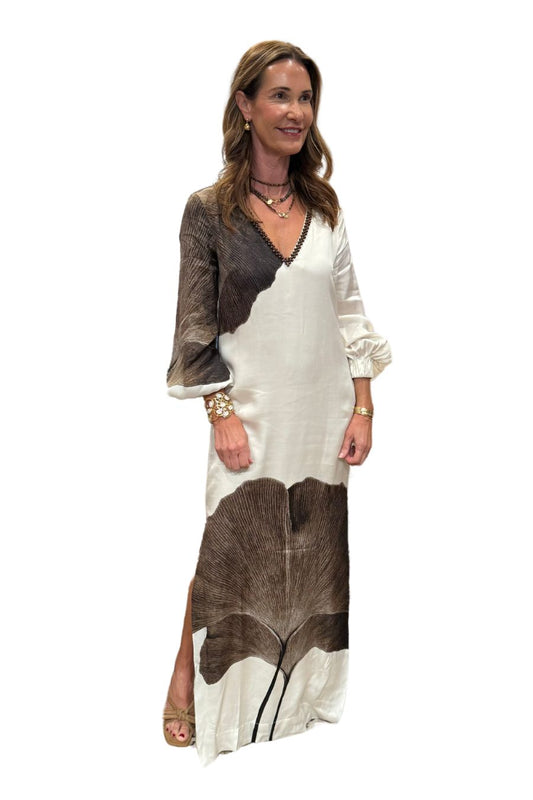 Gingko Embellished Tunic Maxi Dress