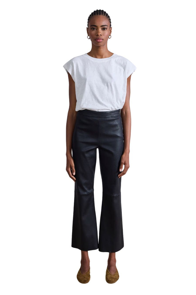 Rene Flare Leather Pant in Black