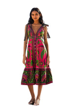 Ana Tapestry Midi Dress in Pink