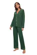 Gisele TENCEL™ Modal Long PJ Set in Forest Green/Ivory