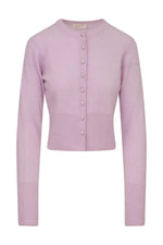 Adeanne Cropped Cashmere Cardigan in Iris Petal